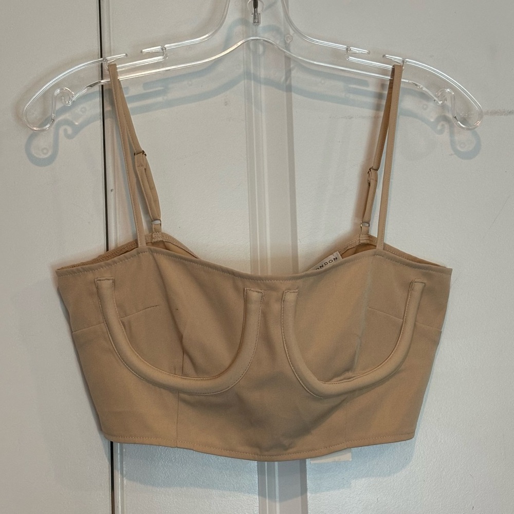 NWT Rare London Tan Beige Crop Corset Top 6